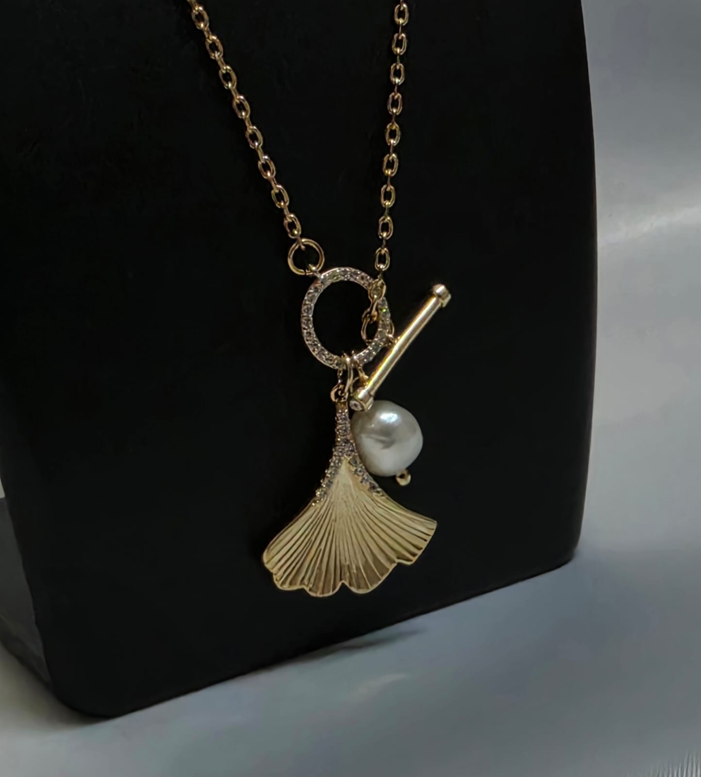 Pearl Drop ginkgo Necklace — view 3